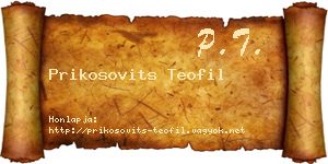 Prikosovits Teofil névjegykártya